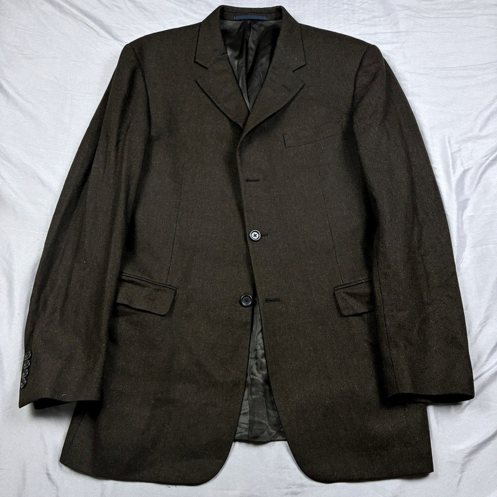 Burberry London Brown Flannel Sport Coat 43L 3-Button Wool Blazer Designer